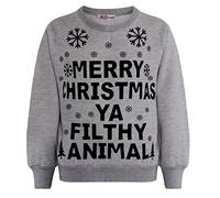 A2Z Mens Womens Merry Christmas Ya Filthy Jumper Comfortable - Ya Filthy Jumper Grey Adult M
