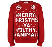 A2Z Mens Womens Merry Christmas Ya Filthy Jumper Comfortable - Ya Filthy Jumper Red Adult 3XL