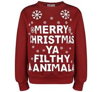 A2Z Mens Womens Merry Christmas Ya Filthy Jumper Comfortable - Ya Filthy Jumper Wine Adult S