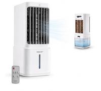 A2Z Portable White Air Cooler with Remote Control 3 Speed Settings 80W Easy to Move with Wheels 12 Hour Timer Humidifier and Air Purifier Ice Cooling Fan with Oscillation and 2 Ice Boxes