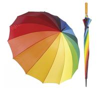 A2Z Rainbow Golf Umbrella 16 Panel Manual Open Wooden Handle Water Repellent 30 Canopy UV And Rain Protection for Men And Women