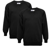 A2Z Senior Girls Boys Plain V Neck Jumper Long Sleeves High School - V Neck Jumper 356 2 Pack Black M