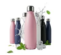 A2Z Stainless Steel Water Bottle 500ml Vacuum Insulated Flask Double Wall Leakproof Reusable Drinks Bottle for Hot & Cold Drinks Gym Travel 27x7cm 0.36kg Black Navy Pink Beige