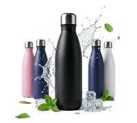 A2Z Stainless Steel Water Bottle 500ml Vacuum Insulated Flask Double Wall Leakproof Reusable Drinks Bottle for Hot & Cold Drinks Gym Travel 27x7cm 0.36kg Black Navy Pink Beige