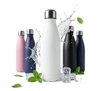 A2Z Stainless Steel Water Bottle 500ml Vacuum Insulated Flask Double Wall Leakproof Reusable Drinks Bottle for Hot & Cold Drinks Gym Travel 27x7cm 0.36kg Black Navy Pink Beige