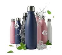 A2Z Stainless Steel Water Bottle 500ml Vacuum Insulated Flask Double Wall Leakproof Reusable Drinks Bottle for Hot & Cold Drinks Gym Travel 27x7cm 0.36kg Black Navy Pink Beige