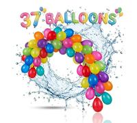 A2Z Super Fast Fill Water Balloons with Tap Adaptor 37 PCS Quick Fill Self Sealing Balloons Multicolour PVC Summer Garden Outdoor Water Fight Party Toys for Kids and Adults