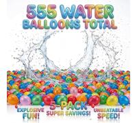 A2Z Super Fast Fill Water Balloons with Tap Adaptor 555 PCS Quick Fill Self Sealing Balloons Multicolour PVC Summer Garden Outdoor Water Fight Party Toys for Kids and Adults