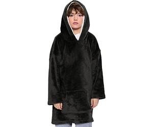 A2Z Unisex Mens Ladies Oversized Hoodie Plain - Snuggle 951 Black Adult One Size