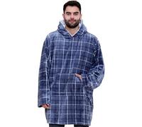 A2Z Unisex Mens Ladies Oversized Kangaroo Pocket - Snuggle 955 Blue Tartan Adult