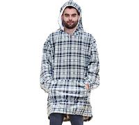 A2Z Unisex Mens Ladies Oversized Kangaroo Pocket - Snuggle 955 Grey Tartan Adult