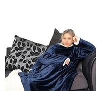 A2Z Unisex Mens Ladies Wearable Double Layer Blanket With Sleeves Super Soft - TV DL Blkt Navy Adult