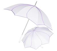 A2Z White Wedding Umbrella 46" Auto Open Dome Dual Flower - Umbrella Moonlight Blossom Lilac 2 Pack