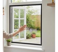 A2Z Window Fly Screen Mesh 150 x 130 cm Cut to Size Insect Screen for Windows with Adhesive Tape Easy Fit DIY Mosquito Flies Bugs Net for Window Reusable Washable Mesh in Black Colour