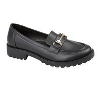 A2Z Women Black Platform Loafers Ladies Moccasins Slipper Faux Leather Gold Trim Penny Loafers - Loafer LDS Godiva PU Black 7 UK