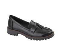 A2Z Women Platform Loafers Faux Leather Tassel Trim Penny Loafers Chunky Heel Formal Uniform Shoes - Loafer LDS Tamara Black 6 UK