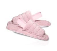 A2Z Women Sliders Warm Fluffy Faux Fur Peep Toe Warm Winter - SLPR LDS Jodie Lilac 3/4 UK