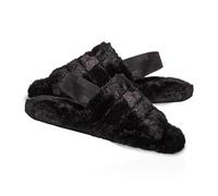A2Z Women Sliders Warm Fluffy Faux Fur Peep Toe Warm Winter - SLPR LDS Jodie Navy 5/6 UK