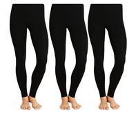 A2Z Women's 3 Pack Fleece Lined Warm Legging Teenager Girls High School Tights Winter Thermal Long Johns - Legging LL134 Black 3 Pack L