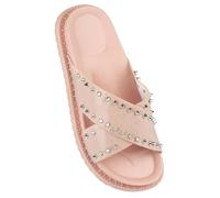 A2Z Womens Crossover Strap Slidder with Stud - Slider LDS AZ32261 Nude 7 UK
