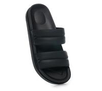 A2Z Womens Double Strap Flat Sandals Slip-On Casual Summer - Slider LDS AZ32499 Black 4 UK