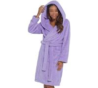 A2Z Women's Fluffy Fleece Robe Honeycomb Hooded Dressing Gown - Robe 139 Lilac 20-22