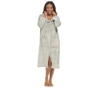 A2Z Womens Gown Soft Flannel Cut Fleece Button Fluffy Bathrobe Shawl Collar Ladies - Robe 401 Ladies Grey 18-20