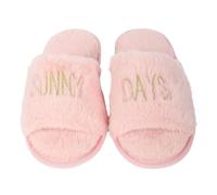 A2Z Womens Ladies Soft Plush Fluffy Slippers Pink Sunny Days Open Toe House Shoes - Slipper LDS Sunny Days Pink 7/8 UK