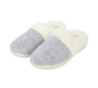 A2Z Womens Ladies Soft Warm Slip-On Slippers with Faux Fur Cuff - Slipper Plush Nest Grey 5/6 UK