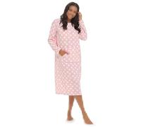 A2Z Womens Nightie Soft Touch Polar Fleece Nightgown Button Placket - Nightie 421 Spotty 10-12