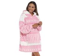 A2Z Womens Oversized Fairisle Hoodie Snuggle Plush Sherpa Soft Touch Fleece Single Layer Stylish Ladies Christmas Aztec Hooded Sweatshirt Ultimate Comfort Cozy Super Warm Snuggle