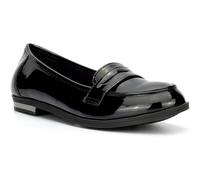 A2Z Womens Peak Valley Patent Loafers Glossy Slip On Smart Shoes - Loafer PV32 Black 6 UK