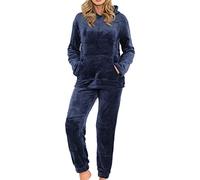 A2Z Womens Pyjamas Soft Warm Fleece Twosie Adults Hooded - PJS 215 Navy Ladies 20-22