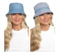 A2Z Womens Reversible Bucket Hat Summer Foldable - Bucket Hat AZ4733 Spotty Blue S/M