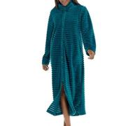 A2Z Womens Zip Through Winter Ribbed Dressing Gown - Ladies Gown AZ333 Teal 20-22