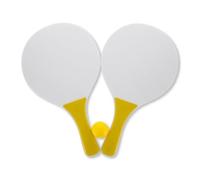 A2Z Wooden Beach Tennis Set Yellow Paddle Bat and Ball Set Lightweight Outdoor Garden Beach Game for Kids and Adults Durable Summer Sports Toy