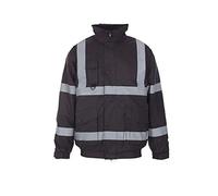a2z workwear Hi Vis Men's Bomber Jacket Safety Security Waterproof Coat (UK, Alpha, 3XL, Regular, Regular, Black)
