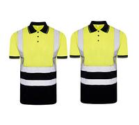 a2z workwear Hi Vis Polo Shirts Pack of 2, 4 or 6 - Short Sleeve High Visibility Safety Work Polo with Reflective Tape (UK, Alpha, XL, Regular, Regular, 2, Yellow Navy)