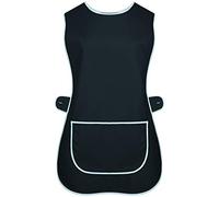 a2z workwear Ladies Black Tabards with Pocket Side Button Fastening Catering Apron Cooking Cleaning (Black, S)