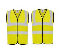 a2z workwear Pack of 2 Hi Vis Vest High Visibility waistcoat Safety Security Work Wear Vest Executive Velcro (Yellow, 5XL)