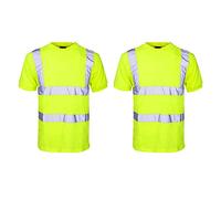 a2z workwear Pack of 2 New Hi Vis viz t Shirts Short Sleeve Two Tone Safety Security Work Wear Summer Breathable Top (Yellow, 4XL)