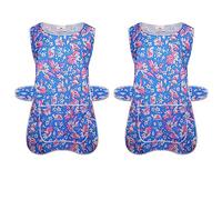 a2z workwear Packof 2 Ladies Womens Tabard Floral Home Work Tabards Overall Kitchen Cleaning Apron One Big Pocket (Royal Blue/Pack of 2, XL)
