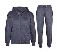 a2z4kids Plain Tracksuit Hoodie with Joggers - Plain Tracksuit Charcoal 7-8