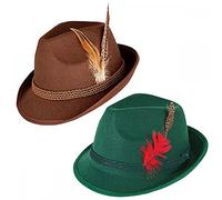 A2ZFD 1 x Brown Deluxe Bavarian Oktoberfest Hat + 1 x Green Deluxe Bavarian Oktoberfest Hat