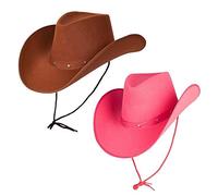 A2ZFD 1 X Texan Cowboy Brown Hat + 1 x Texan Cowboy Pink Hat