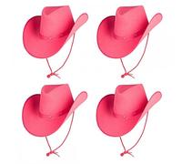 A2ZFD 4 x PINK Texan Cowboy Hats : Adult Unisex Mens Womens Cowgirl Wild West Rodeo Stag Hen Night Fancy Dress Accessory