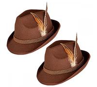 A2ZFD Adult Deluxe Bavarian Hat Multi-Pack Options - Brown Oktoberfest Fancy Dress Party Accessories (2 Pack)