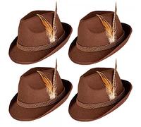 A2ZFD Adult Deluxe Bavarian Hat Multi-Pack Options - Brown Oktoberfest Fancy Dress Party Accessories (4 Pack)