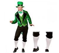 A2ZFD Adult Mens Deluxe Leprechaun + Under The Knee Socks Fancy Dress Costume (X-Large (48" Chest))