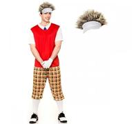 A2ZFD Adult Mens Funny Pub Golfer Costume + Accessories : Unisex Womens Sports Stag Hen Pub Party Fancy Dress (Costume & Visor/Hair, M (Up to 41" Chest))